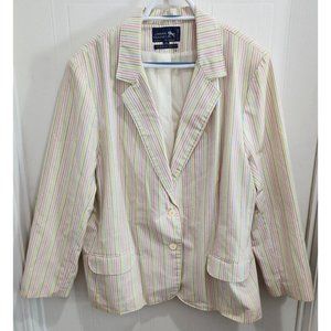 CAMDEN CLASSICS BY D.S. ROSS‎ Multicolor Pastel Striped 2 Button Blazer Size 44